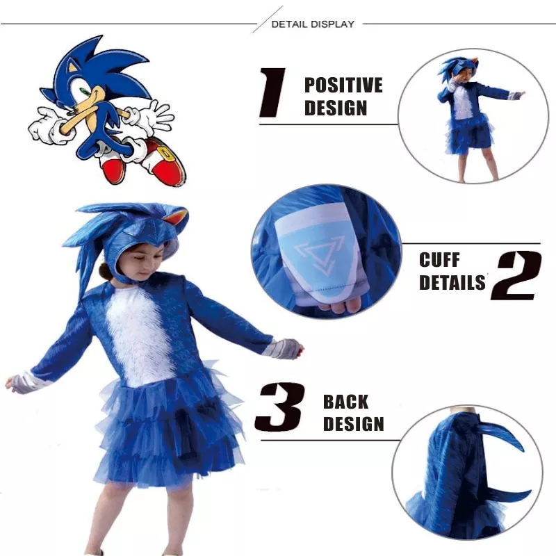Sonic The Hedgehog Jogo Temático Traje Cosplay Pano Criança Para