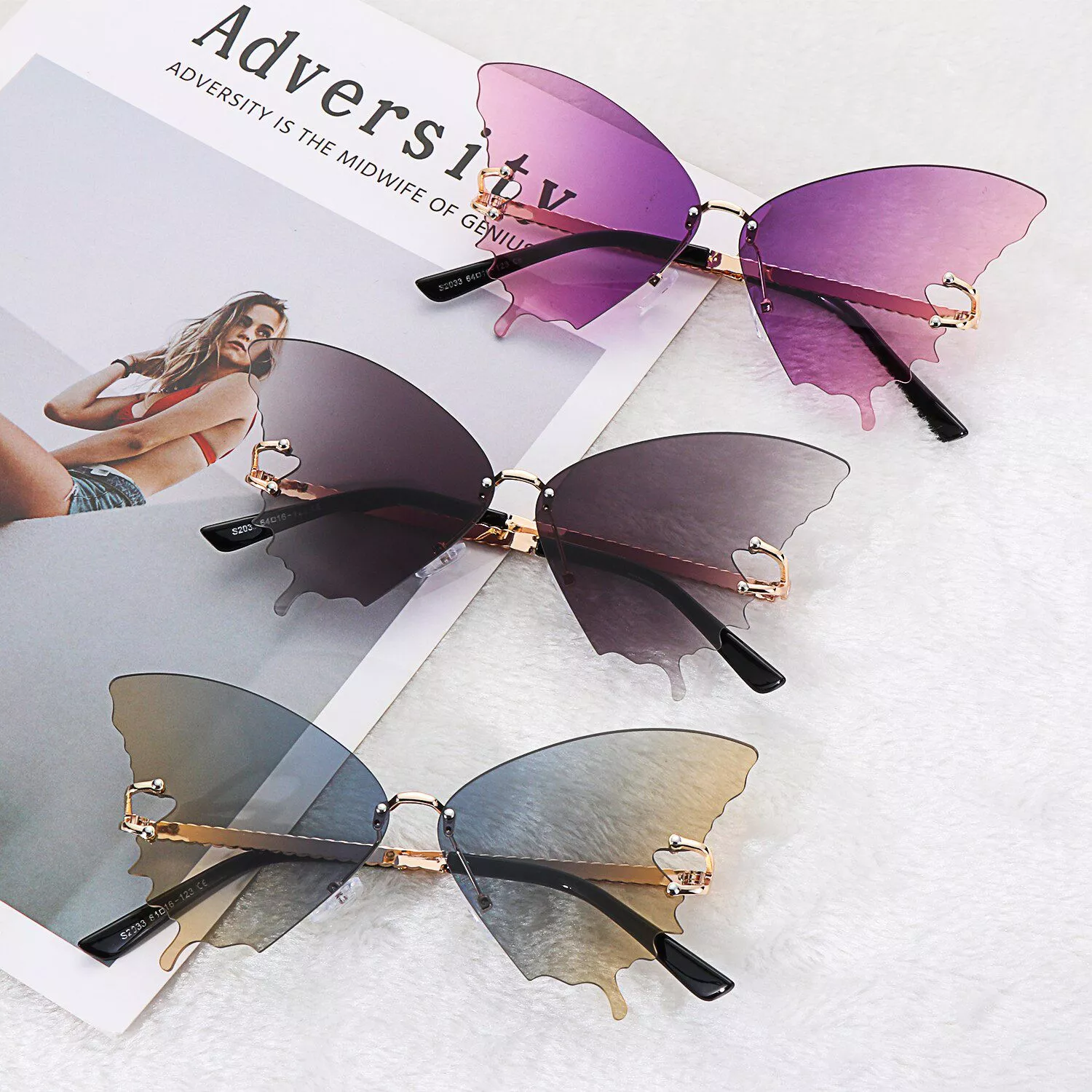 Óculos de sol sem aro em forma de coração para mulheres, lente gradiente,  armação metálica fina, óculos de amor, óculos UV400 - AliExpress
