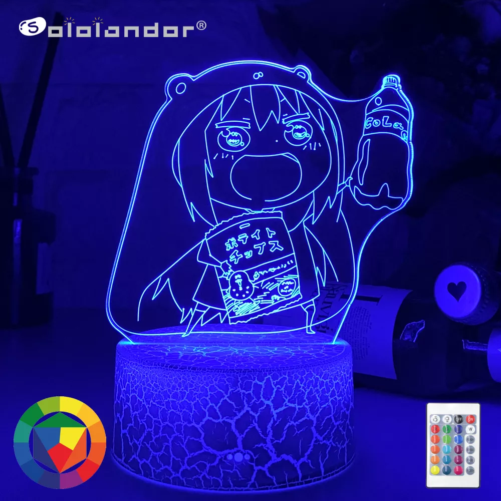 Luminária Himouto Umaru-Chan acrílico 3d lâmpada anime decoração do quarto luz da noite crianças presente de aniversário quarto mesa luz led manga himouto 1