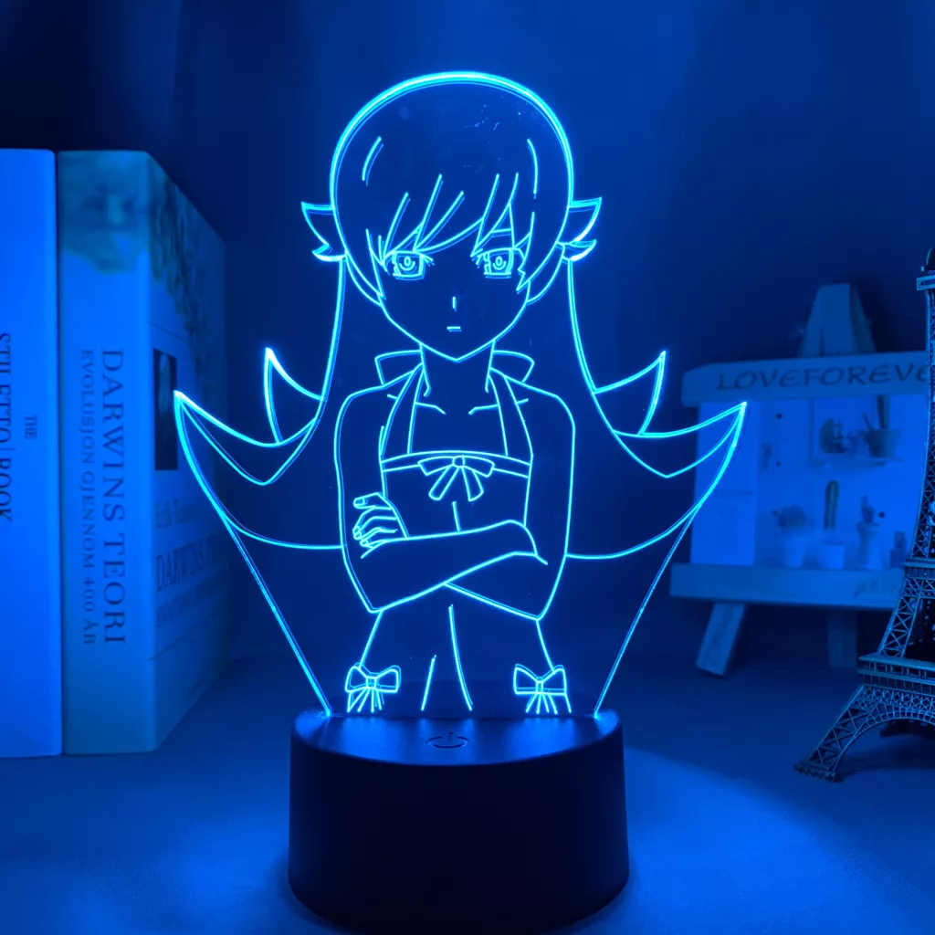 Luminária Anime bakemonogatari shinobu oshino led night light para decoração do quarto luz brithday presente bakemonogatari quarto lâmpada de mesa 3d 2