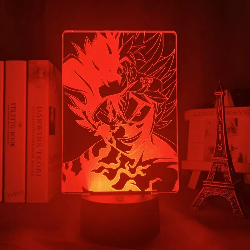 262962920 1 Luminária Black Clover Anime lâmpada 3d asta trevo preto luz para crianças, decoração de quarto luz noturna presente de aniversário mangá aparelho lâmpada asta