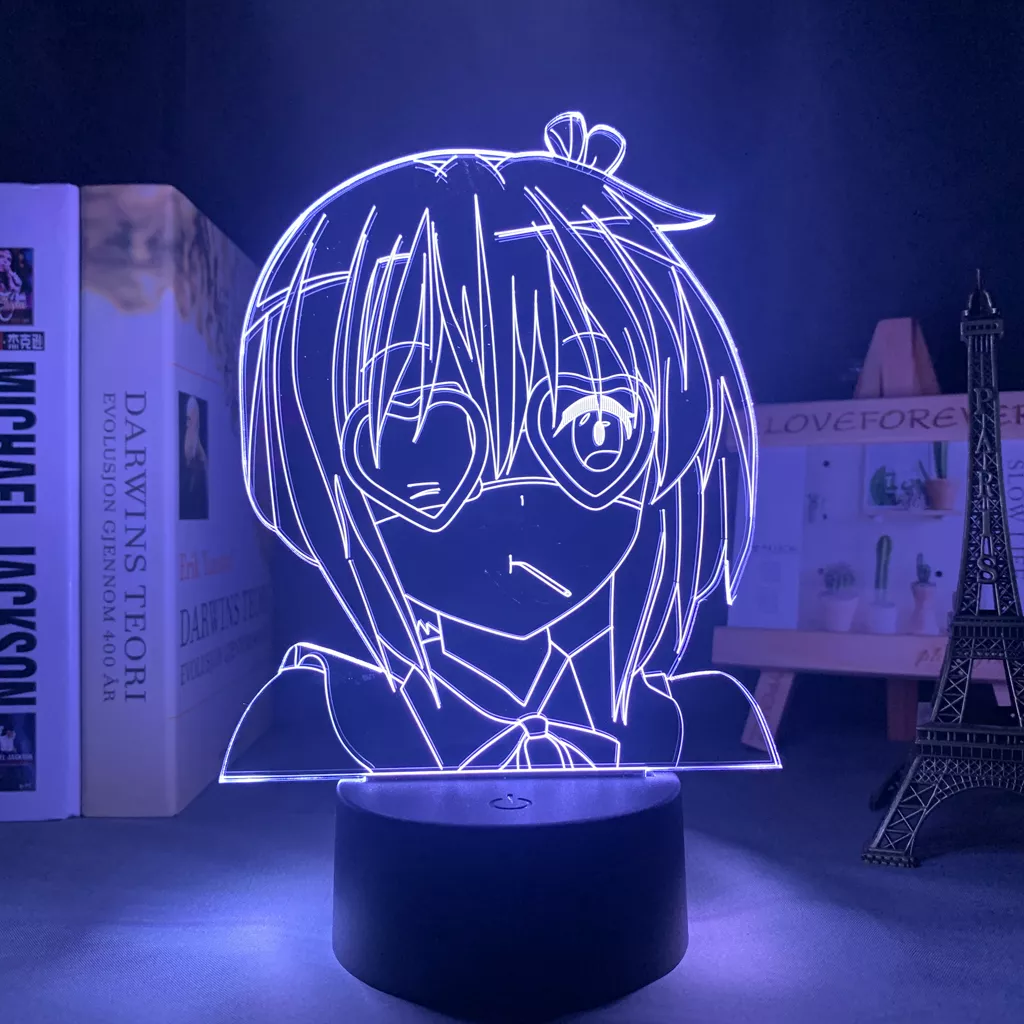 Luminária Chunibyo Anime lâmpada Luz noturna de led amor rikka, takanashi, para decoração do quarto, presente de aniversário, anime, lâmpada 3d, rikka, takanashi 2